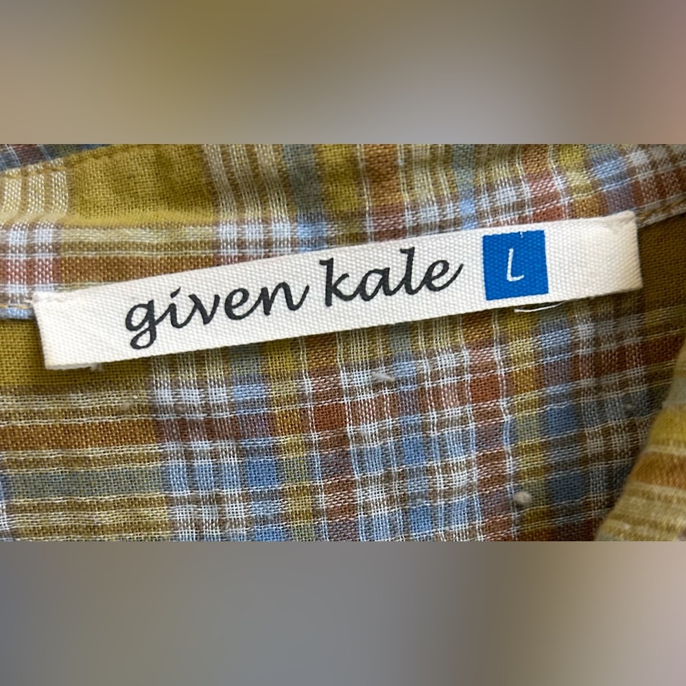 Given Kale Women's Mixed-Plaid Long-Sleeved Boyfriend Shirt - Picture 3 of 10